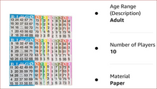 Load image into Gallery viewer, Bingo Paper Game Cards 3 on 10 sheets 100 Books