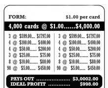 Load image into Gallery viewer, Payout list for cards with various quantities and prizes, totaling 4,000 tickets