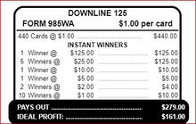 Load image into Gallery viewer, $1 Bingo Pull Tabs – Downline 125 – Seal Cards | 440 Count | $125 Top Prize