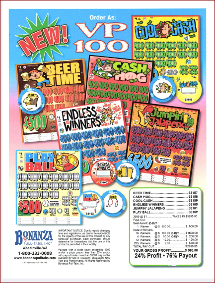 $1 Instant Pull Tabs Chips -Random Title- 3955 Count